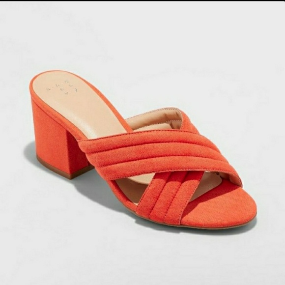 Cross Band Quilted Open Toe Block Chunky Heels - Picture 4 of 4